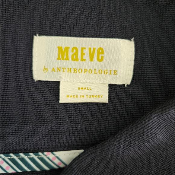 Maeve | Anthropologie Dark Blue A-Line Short Mini Skirt sz Small Minimalist Work - Picture 3 of 6